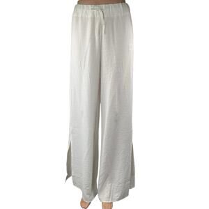 NEW The Frolic White Slit Drawstring High Rise Wide Leg Beach Pants Size XS